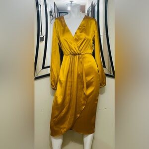 Worthington Gold Long Sleeve Wrap Dress